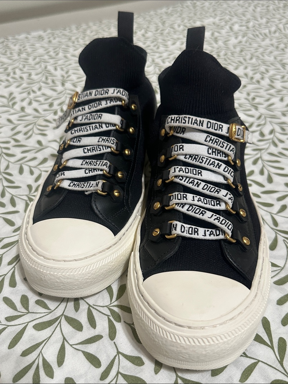 Christian Dior Black & White J'Adior Lace-Up Platform Sneakers